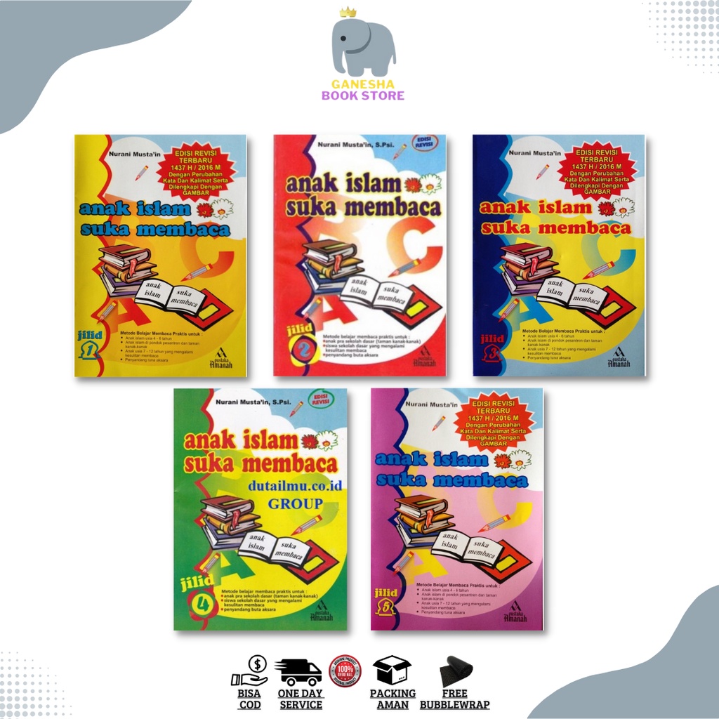 Buku Anak Islam Suka Membaca ( AISMA ) Jilid 1 2 3 4 5 Buku Anak Islami Buku Anak PAUD TK Buku anak 