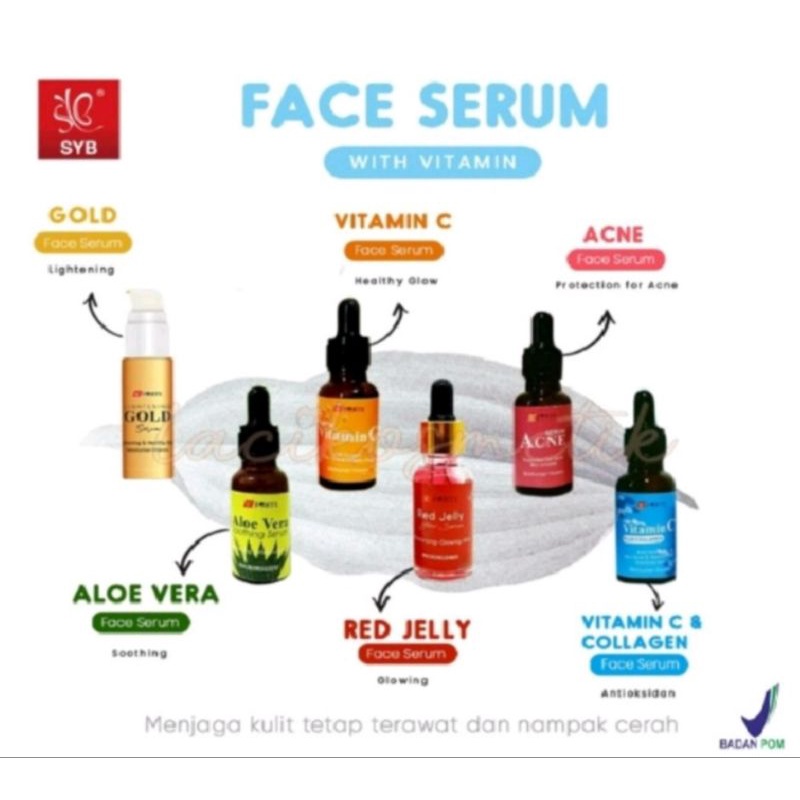 SYB Face Serum Gold || Acne || AloeVera || Vit C || Vit C plus Collagen || Red Jelly || BPOM Serum Wajah