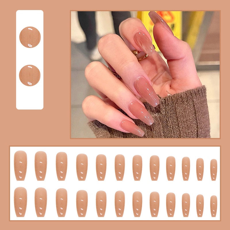 Kuku Palsu Fake Nail 24 Pcs Kemasan Strip Kuku Palsu Baru Fake Nails Kuku Palsu 3d Kuku Palsu Polos French Manicure-T137