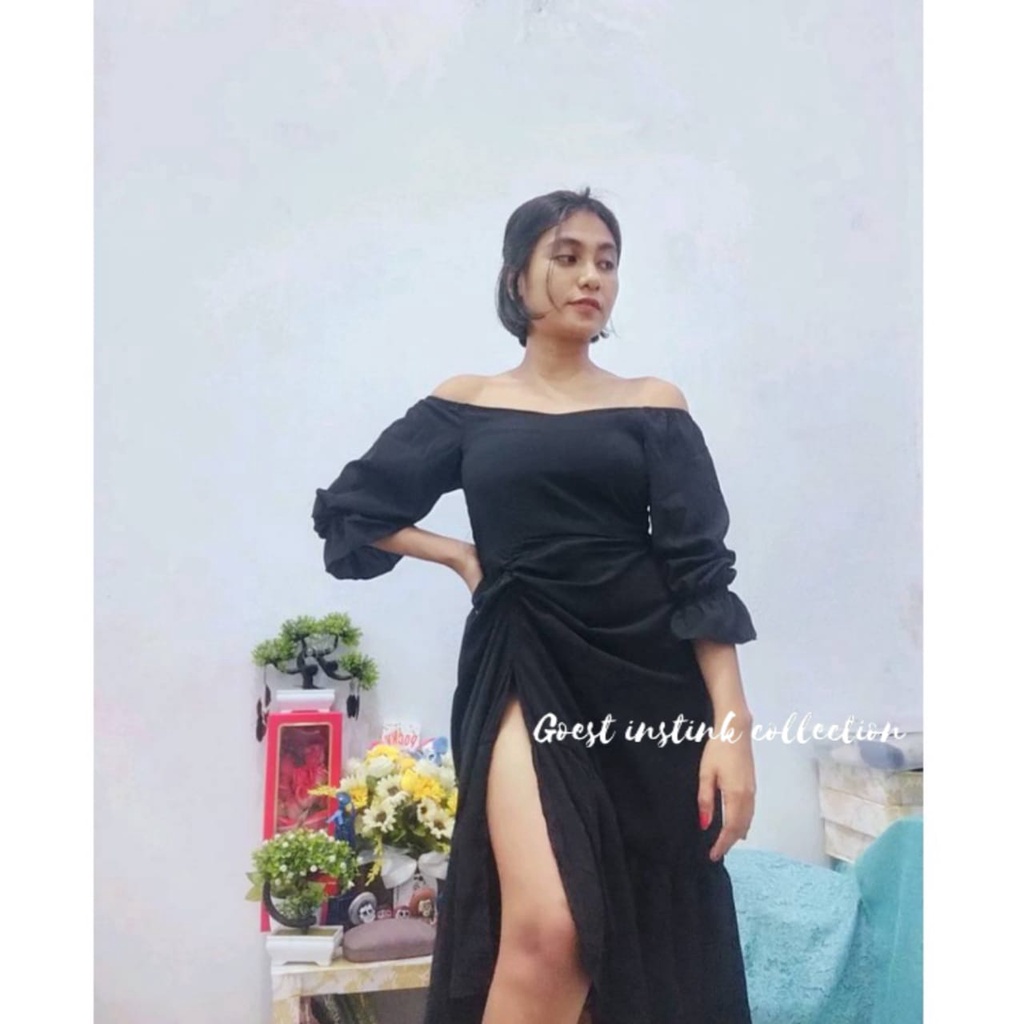 S~XXXXL Camelia Dress Sabrina Irise Casual Party Style Dress Tali Serut Bawah