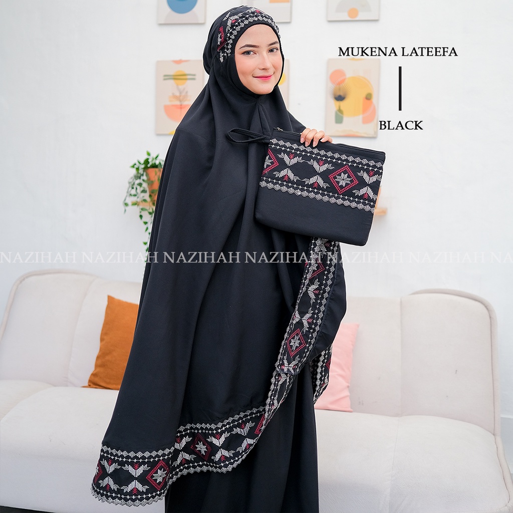 MUKENA NUSAIBAH Mukena Bordir Lateefa Katun Syari