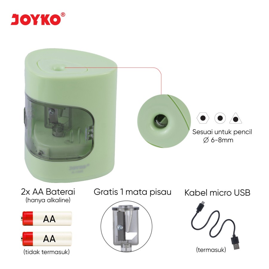 Electric Sharpener Serutan Rautan Meja Elektrik Otomatis Joyko A-158E