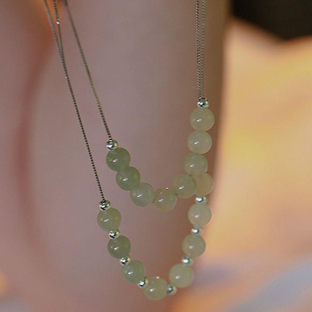 Mxbeauty Kalung Perempuan Hadiah Vintage Elegan Giok Manis Temperamen Rantai Klavikula