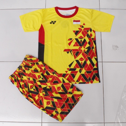 stelan baju kaos volli baju futsal stelan badminton anak size 9-12thn