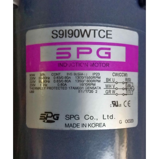 Ac Motor Gearbox S.P.G Model Worm Gear 220V Rati 1:50 27Rpm