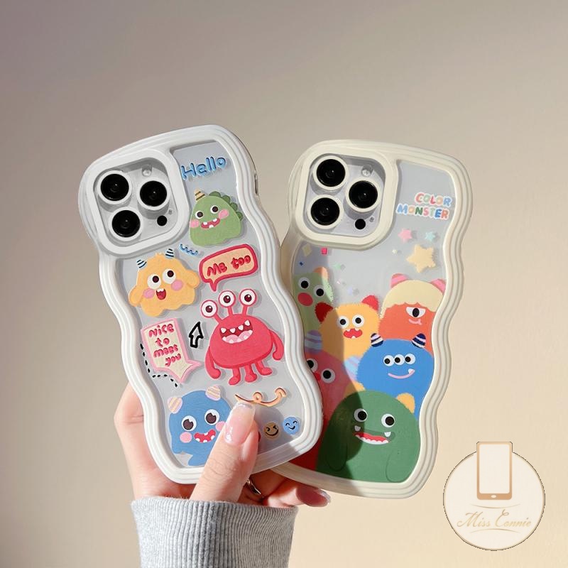 Soft Case TPU Motif Kartun Monster Untuk iPhone 11 14Plus 7 8 6 6s Plus XR 12 13 11 Pro MAX 14 Pro MAX X XS MAX SE 2020