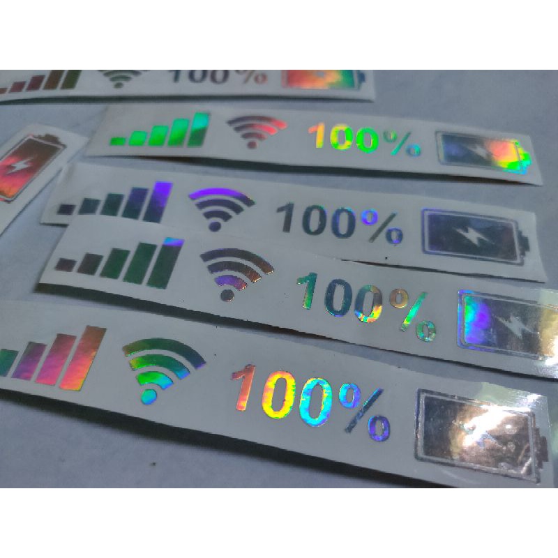 STIKER HOLOGRAM LOGO WIFI , SINYAL, BATREY HP .