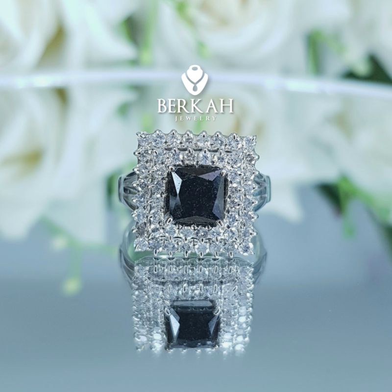 Cincin emas berlian hitam dan putih asli natural diamond