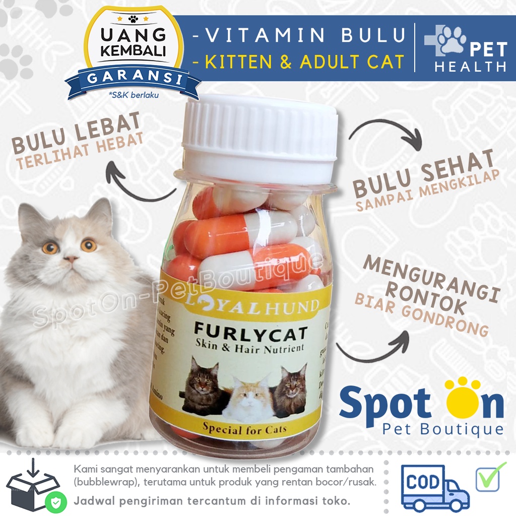 Furly Cat Vitamin Bulu dan Kulit Kucing by Loyal Hund | Suplemen Bulu Kucing Rontok Kusam Kulit Gatal Ampuh Megaderm Lokal