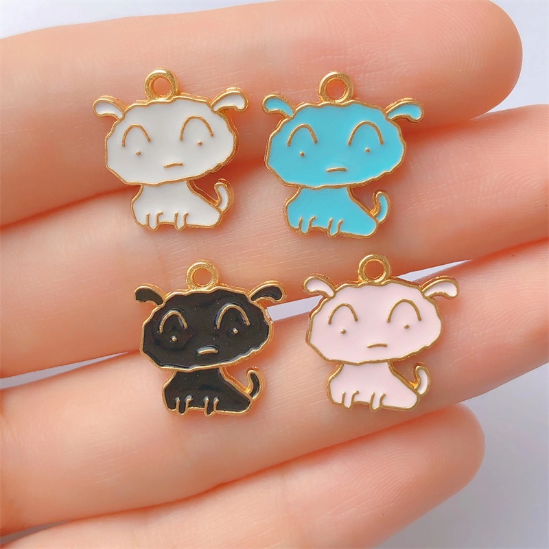 4pcs Liontin Kalung Anting Gelang Charms Bentuk Anjing Bahan Alloy Untuk Wanita