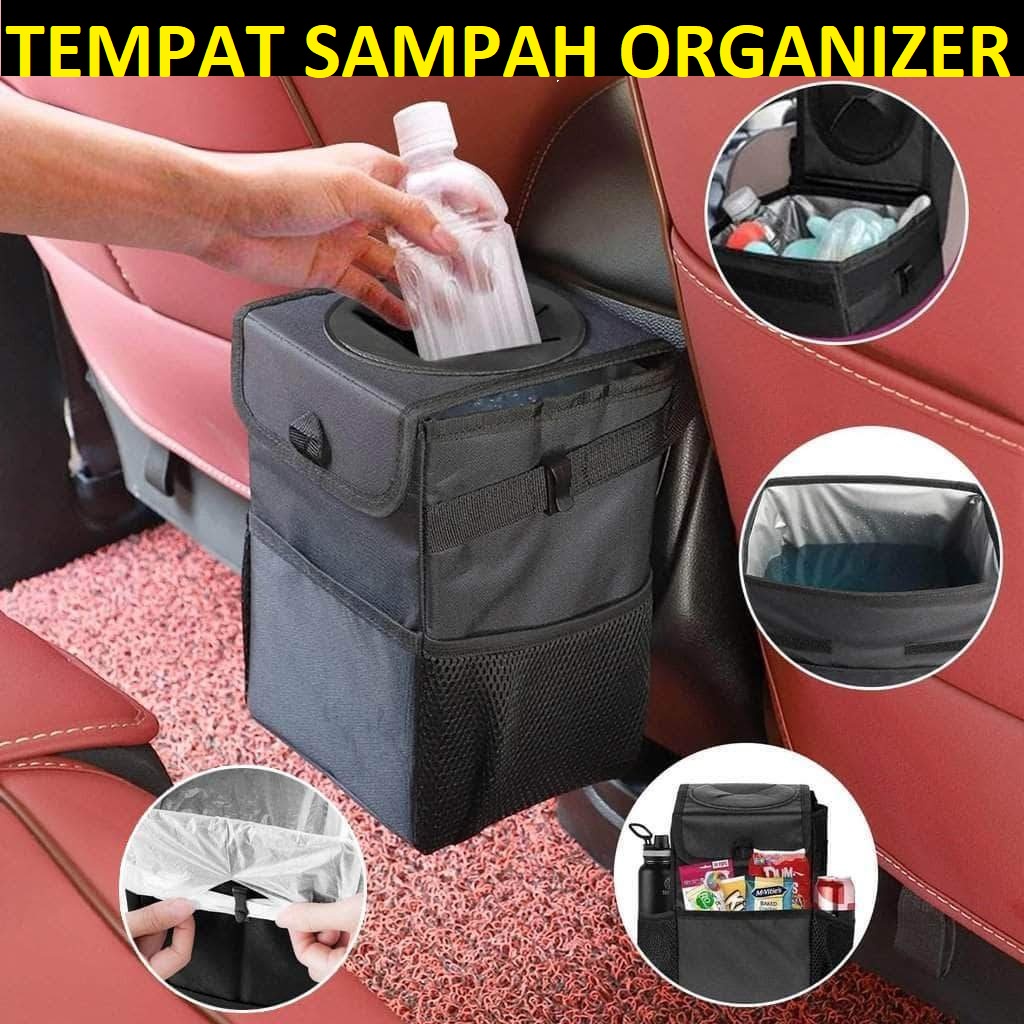 Tempat Tong Sampah Mobil Gantung Lipat Waterproof Car Trash Bin 100% Anti Tumpah Air Bocor Bau Organizer Holder Botol Payung Tissue