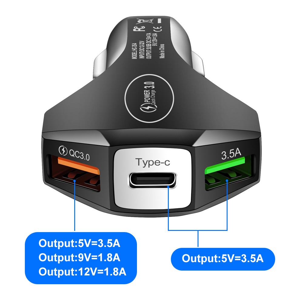 7a Charger Mobil Usb Type c PD Fast Charger Quick Charge 3.0 Untuk ios Android Tipe c Car Adoptor Charger Moible Phone Adaptor Charger