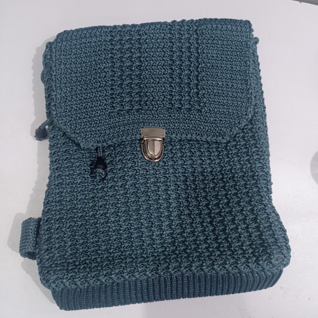Tas Ransel Rajut Camilia - SenjabyAtsa-Biru Denim