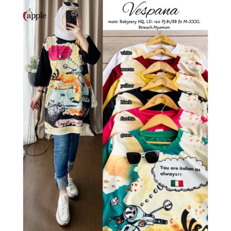 VESPANA TUNIK BABYTERRY HQ | TUNIK HALUS ADEM NYAMAN DI PAKE TERMURAH