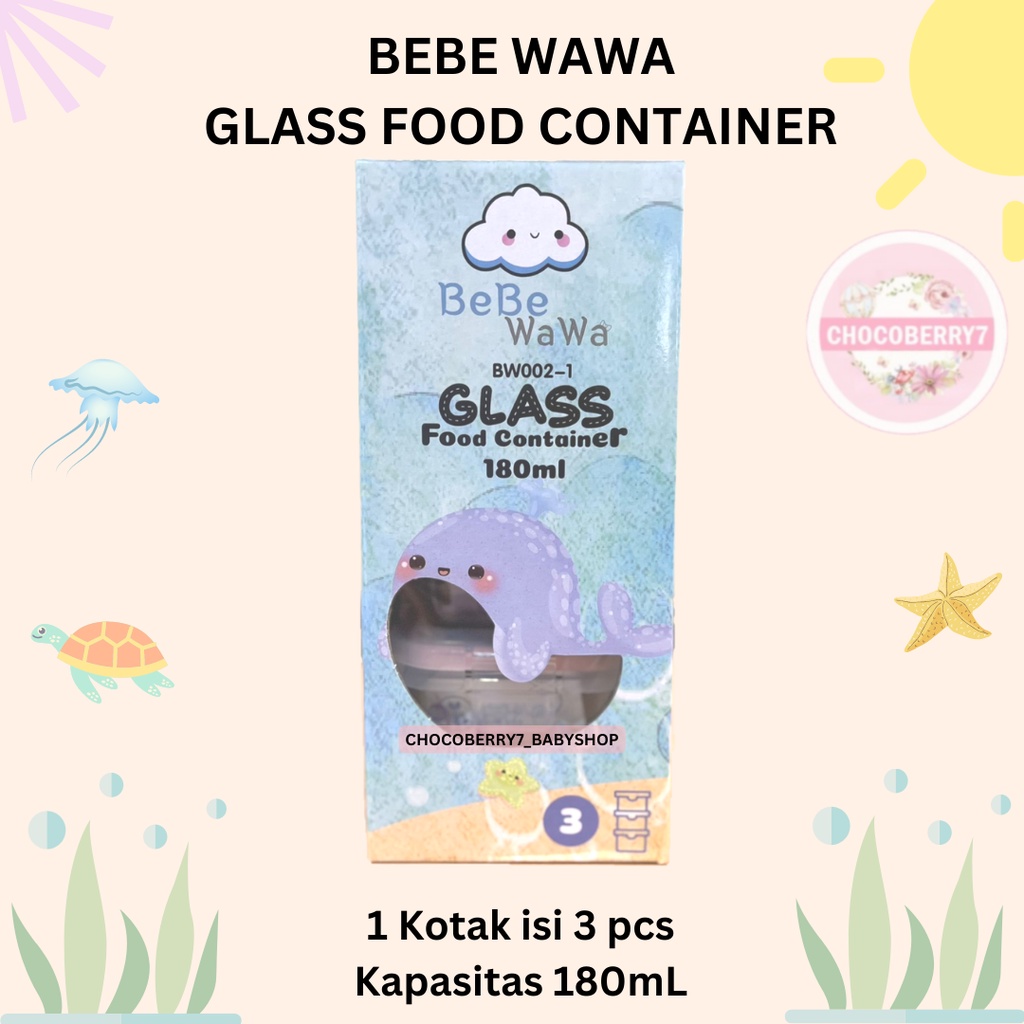 Kandila / BebeWawa Baby Glass Food Container MPASI Bayi Wadah Kaca Tempat Makan Bayi 180ML 160ML