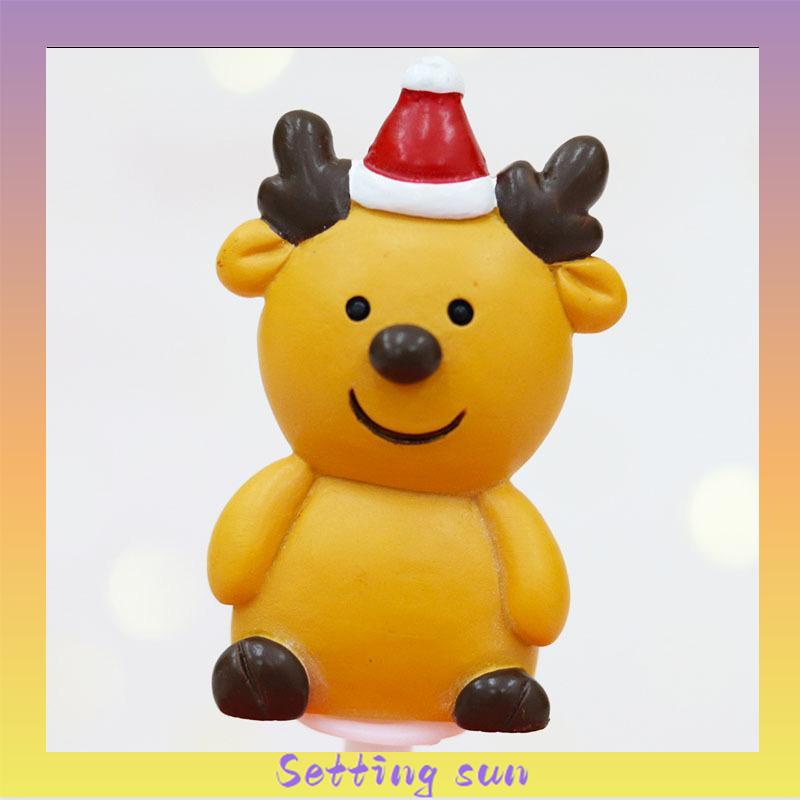 Topper Kue Desain Elk Gift Box Shape Merry Christmas Bahan Resin Untuk Dekorasi TN