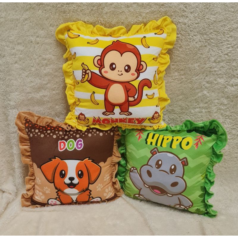 DREAMTOYS96 Boneka Bantal Kotak Sofa Rumbai Animal Binatang Monkey Dog Hippo Monyet Anjing Kuda Nil