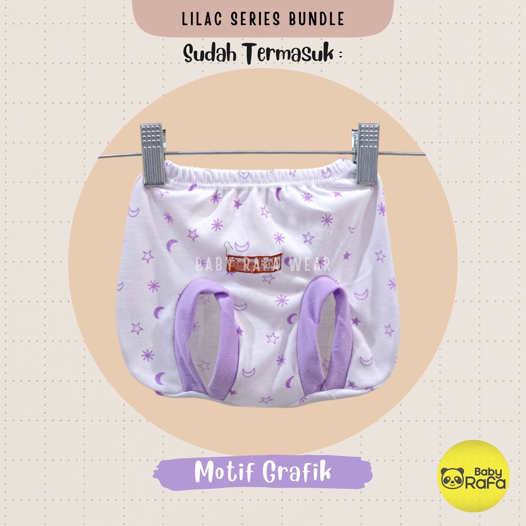 Serian Lilac - 3 pcs Celana Pop Bayi Baru Lahir 0 - 3 Bulan Lilac Series merk SNI Bolo - Bolo