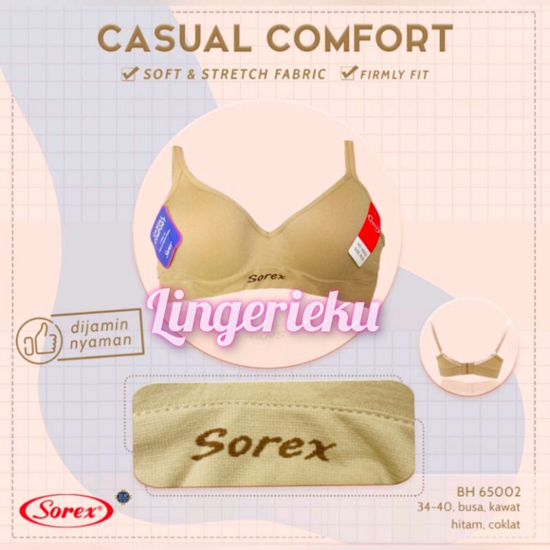 Sorex 65002 BH Bra Casual Sport Wanita Busa Tipis Berkawat