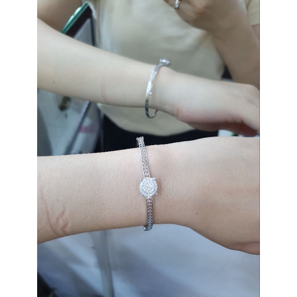Gelang Bangle soliter bundar mpp Emas putih
