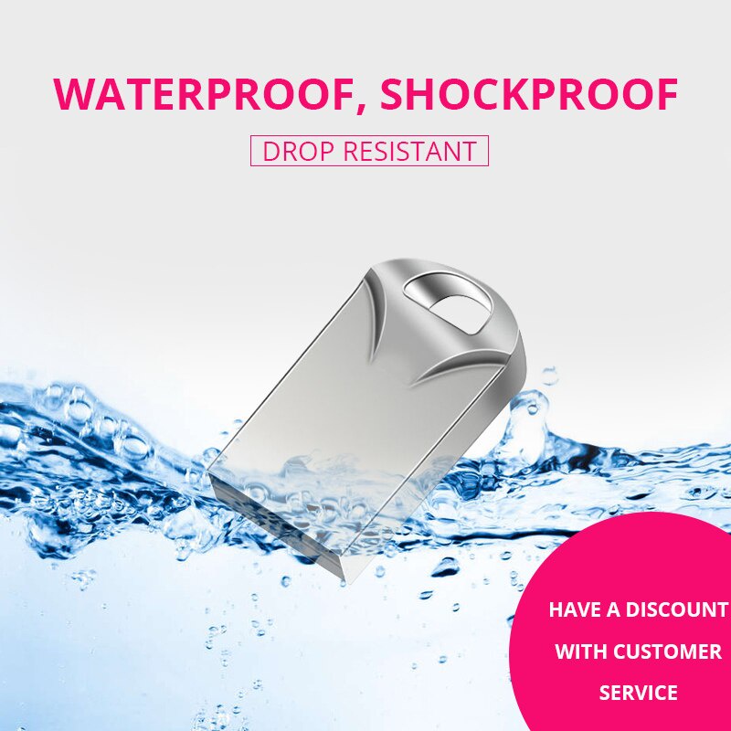 Flash Disk USB 2.0 2TB 1TB Anti Air Kecepatan Tinggi Bahan Metal