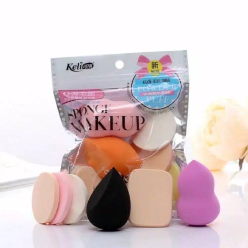 Beauty Blender Spons Make up 1 Set Isi 6 Pcs / Sponge Bedak Foundation / Sponge SET 6 PCS SPONGE