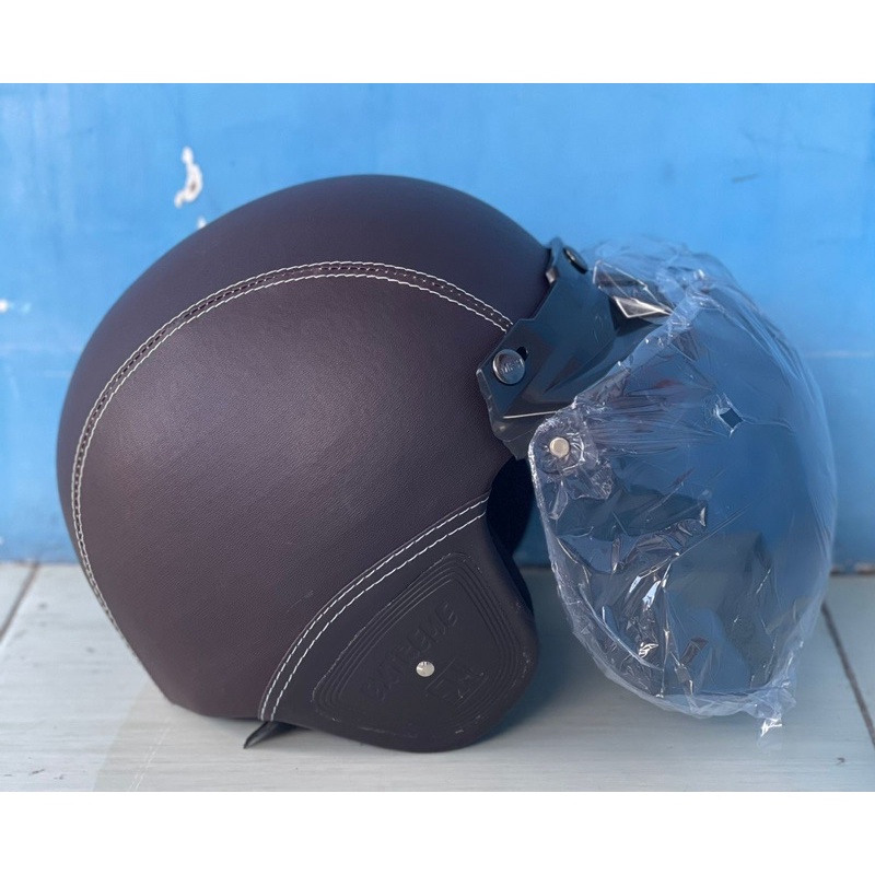 Helm Bogo Dewasa Polos Kaca Cembung/Datar