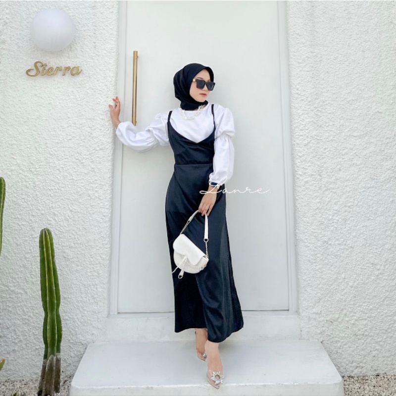 ola overall satine by Lanre - dres satin velvet overall satin gamis satin gamis kondangan dress kondangan