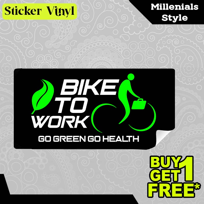 

Stiker Sticker Bike To Work Go Green Go Health Gambar Unik Desain Keren dan Kekinian Aesthetic Bahan Vinyl Satuan Anti Air