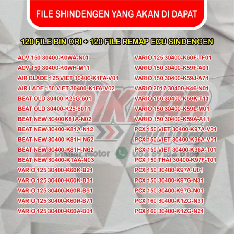 FULL REMAP ECU KEIHIN DAN SINDENGEN