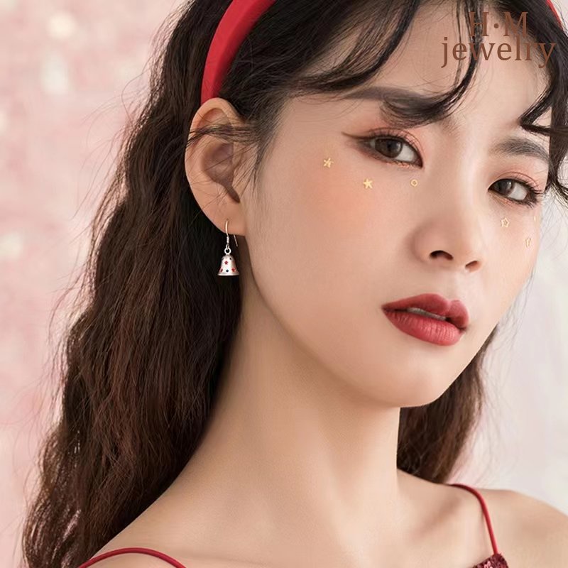 Anting Tusuk Sterling Silver 925 Model Lonceng Natal Untuk Wanita