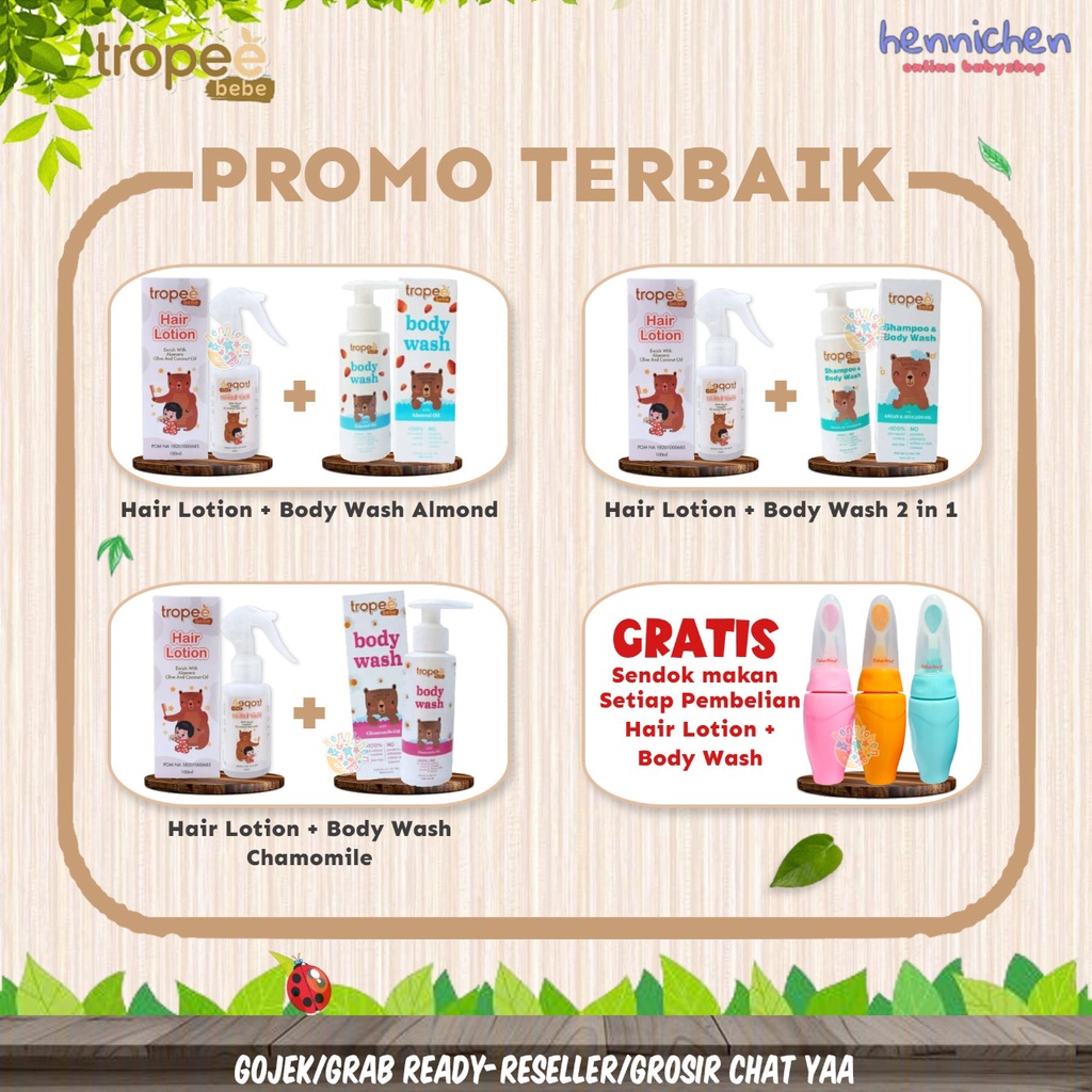 PROMO TROPEE BEBE BODY WASH SHAMPOO &amp; BODYWASH SAMPO BAYI SHAMPO SABUN MANDI ANAK 100 ML