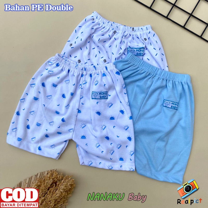 Isi 3 PCS Celana Bayi Baru Lahir Celana Pendek Bayi Seri Biru Usia 0-3 Bulan - Ana Baby