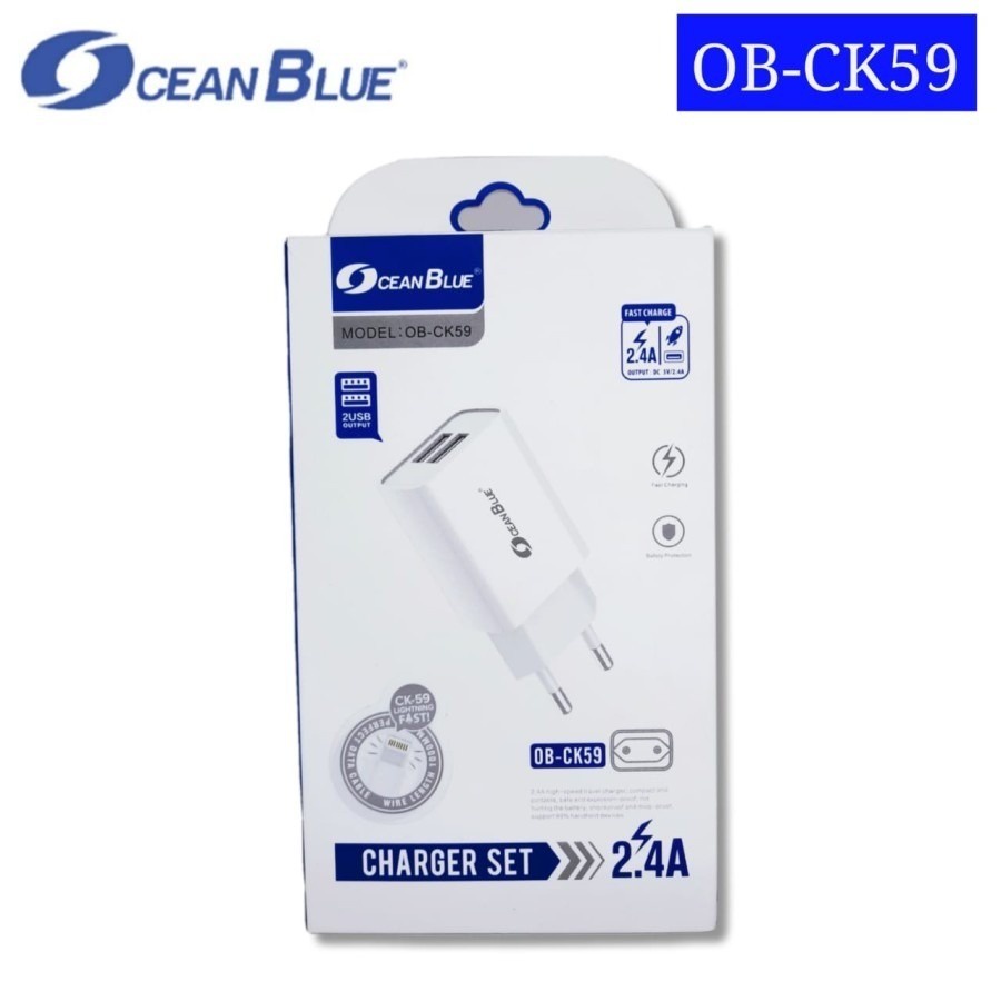 Ocean Blue OB-CK59 Charger Hp Dual Port USB Type C 2.4A Fast Charging