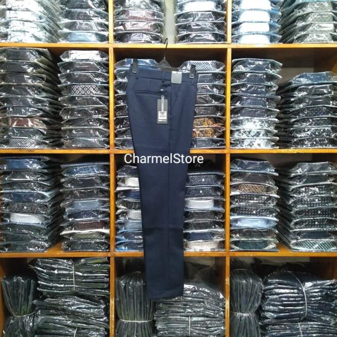 Celana Kerja Formal Pria Slim Fit | Kantor | Bahan | BIRU DONGKER