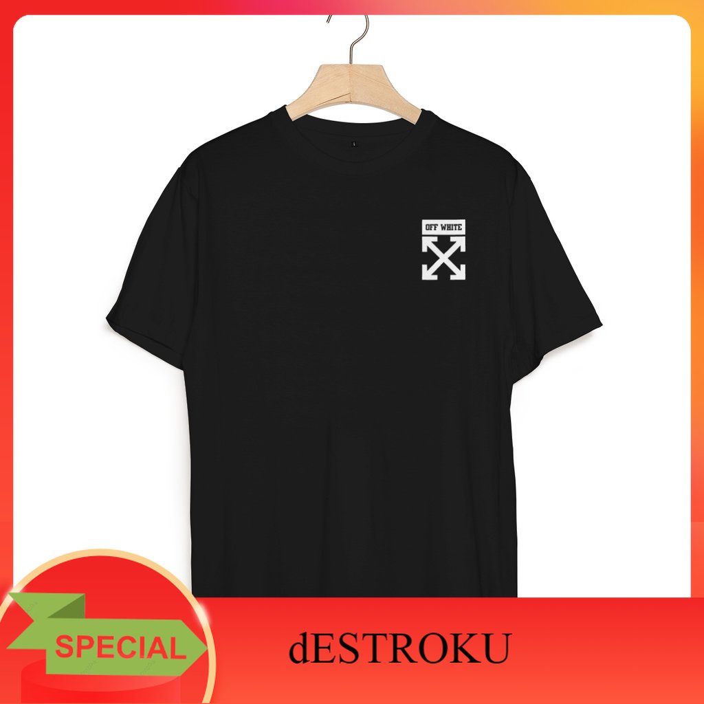 dESTROKU Income Kaos Distro Logo Off White Baju Pria dan Wanita Keren Murah