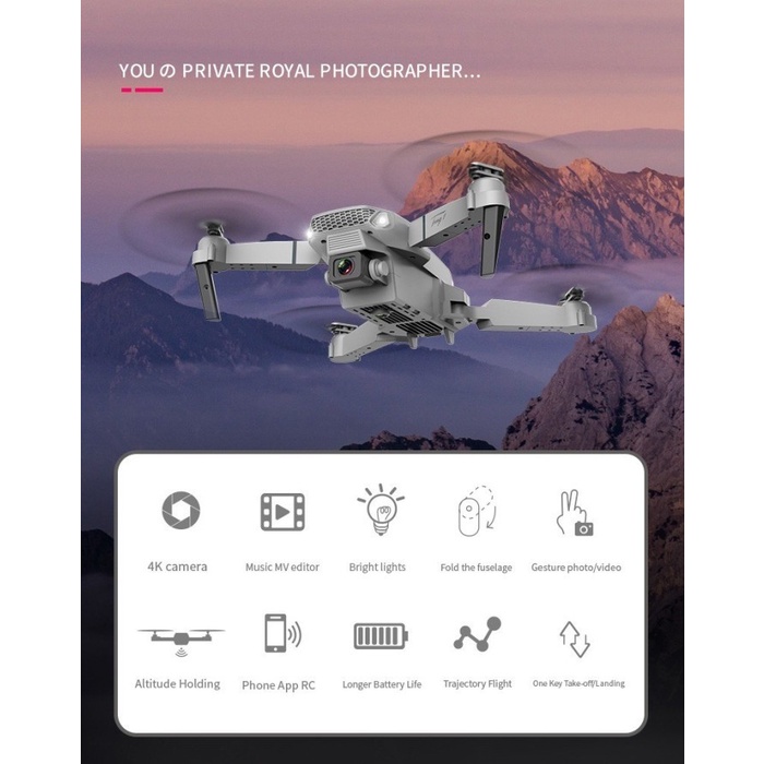 Putusitompulshops - RC Drone E88 Pro 4K Camera - Drone E99 Pro Dual Camera Mini Drone