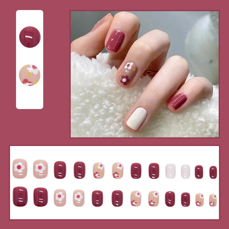 Kuku Palsu Fake Nail 24 Pcs Kemasan Strip Kuku Palsu Baru Fake Nails Kuku Palsu 3d Kuku Palsu Polos French Manicure-T143