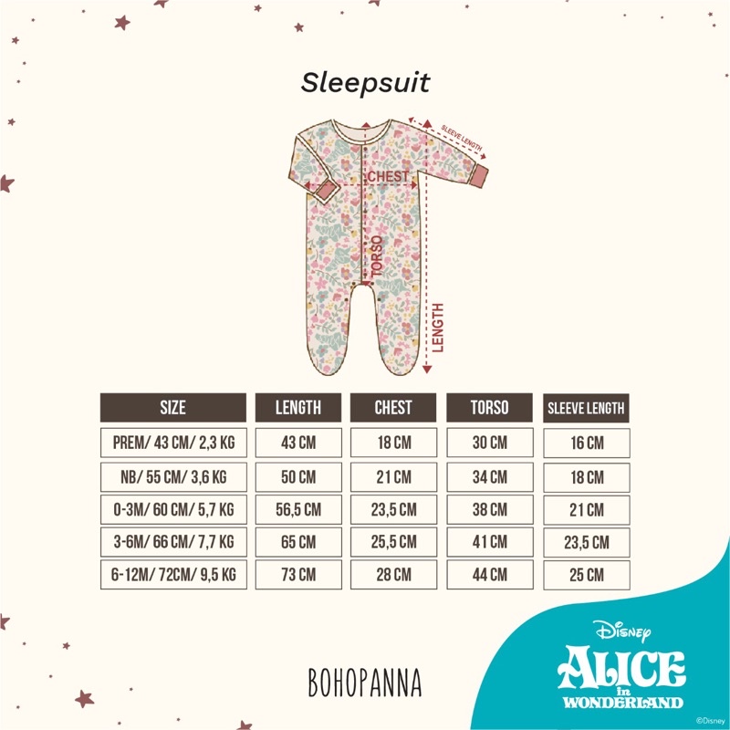 BOHOPANNA SLEEPSUIT DISNEY / BOHOPANNA Sleepsuit / Baju Tidur Bayi