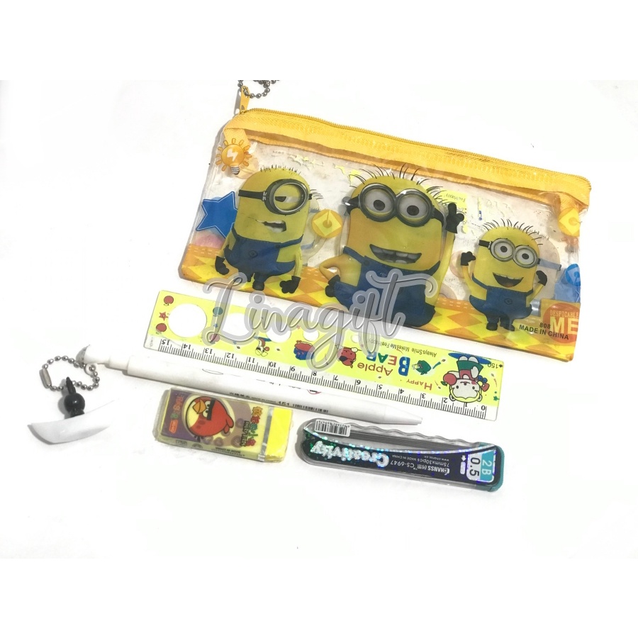 STATIONERY SET 5 MACAM ( PENSIL PENGGARIS PENGHAPUS SERUTAN BUKU NOTES ) PRINCESS FROZEN HELLOKITTY LOL SOFIA THE FIRST