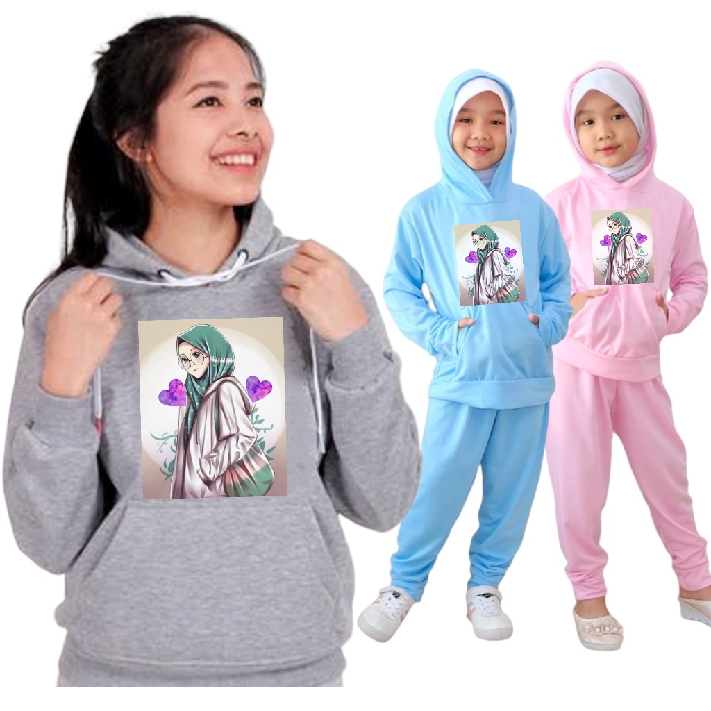 YVF - SWEATAER HOODIE SETELAN ANAK MOTIF HIJAB 02