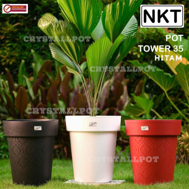 pot bunga tanaman tinggi tower hitam 35cm - NKT TOWER JUMBO 35 HITAM