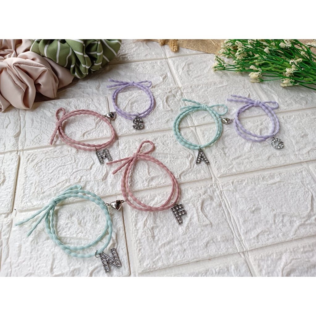 [PART 2 N-Z ] GELANG MAGNET INISIAL HURUF A-Z / GELANG TALI ALFABET / GELANG PERSAHABATAN