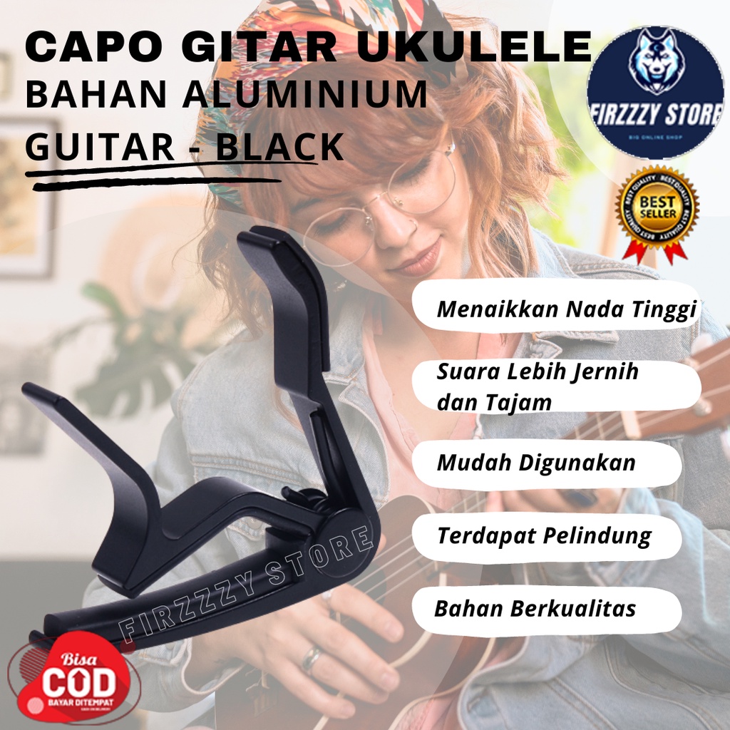 Capo Gitar Ukulele Bahan Aluminium Guitar - Black