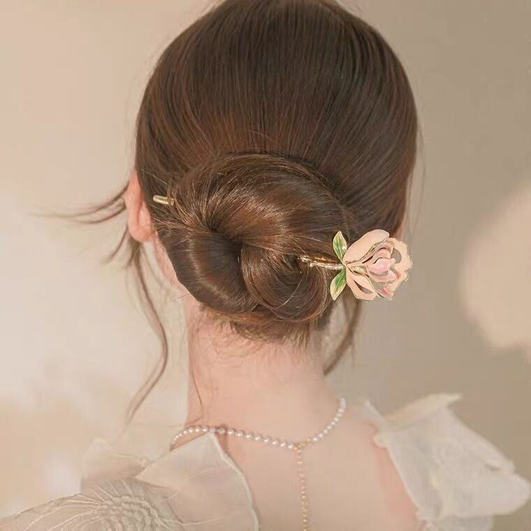 Jepit Rambut Model Bunga Rumbai Aksen Mutiara Bahan Alloy Untuk Wanita