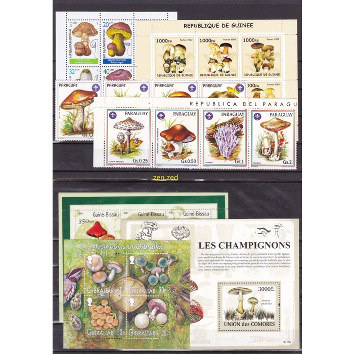 

0347 Perangko Tema Mushrooms - Jamur Komplit set Mnh