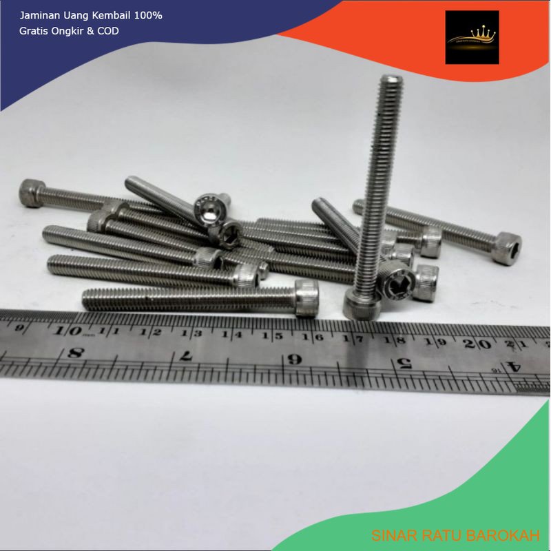 BAUT L M6 X 55 STAINLESS SUS 304 BAUT L STAINLESS M6X55 SS ANTI KARAT SINAR RATU BAROKAH