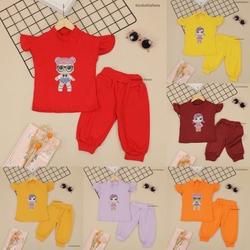 Set Ghina Bayi 1-2 Tahun / IMPORT Setelan Bayi Karakter 6-24 Bulan Celana Jogger Balita Perempuan Polos Baju Tidur Main Babycinnamon