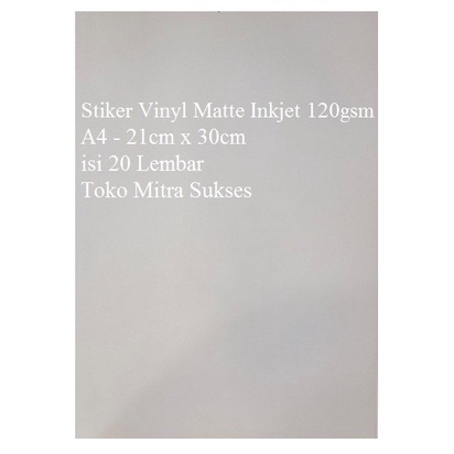 

Stiker Vinyl Matte Inkjet A4 - 120gsm