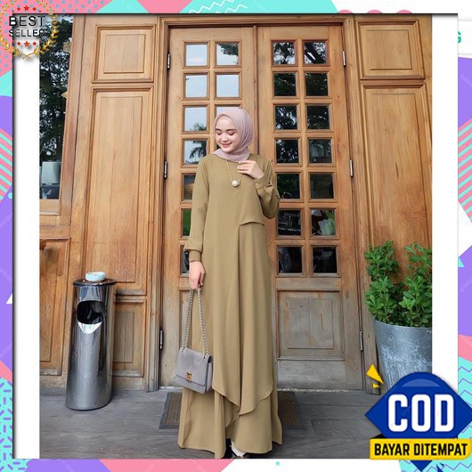 Corvina Baju Gamis Brukat Tile Terbaru | Gamis Mewah | Seragam Pesta W Dr03 :  Miza Mocca Series S